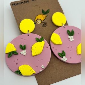 Handmade Polymer Clay Statement Lemon Earrings 🍋
